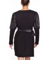 Снимка на Рокля с ръкави и колан от еко кожа