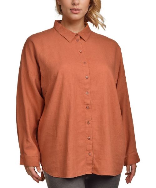 Снимка на Дамска риза с ленена смес